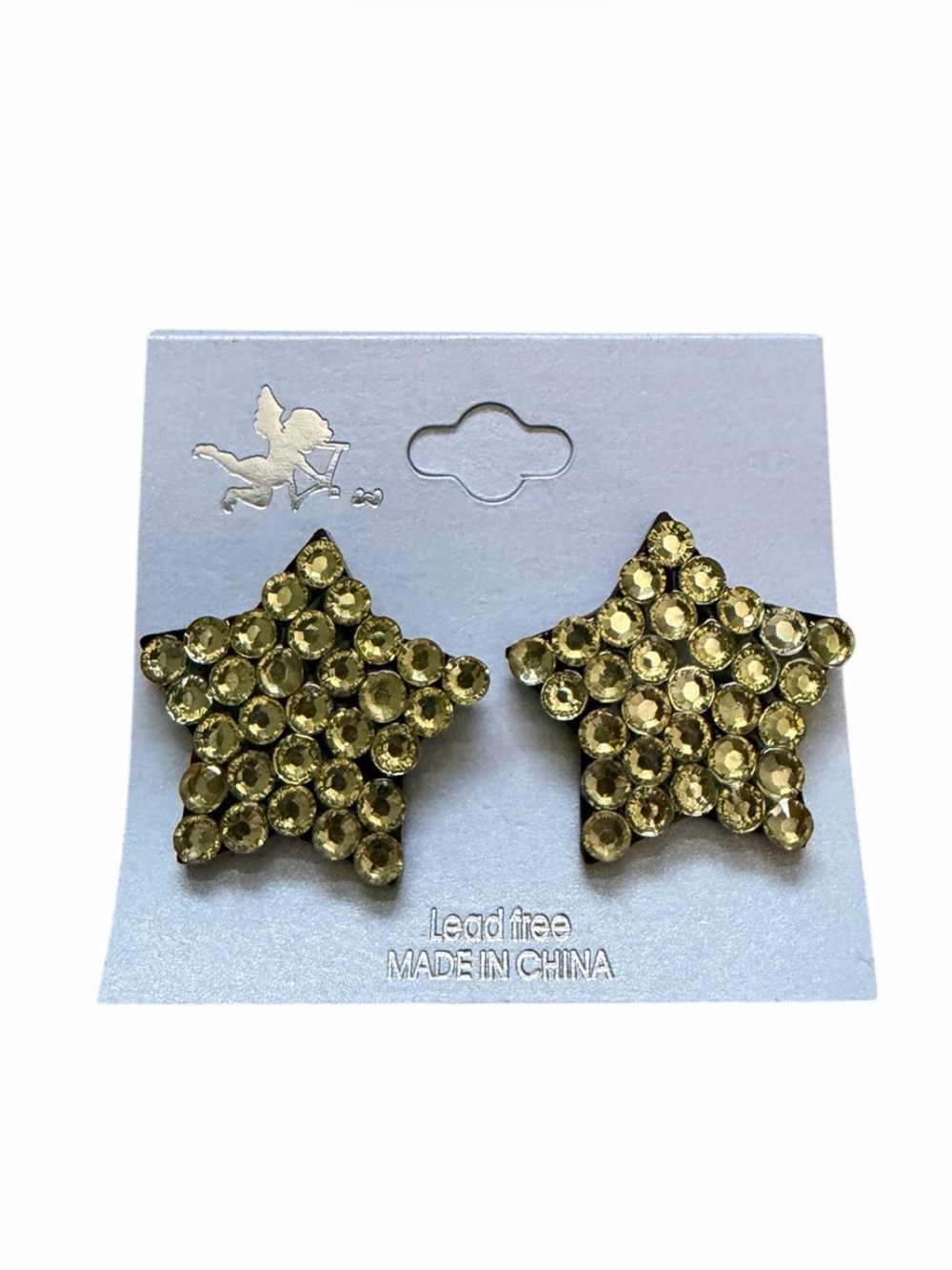 Black & Yellow Rhinestone Star Stud Earrings